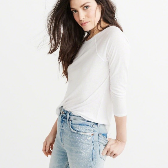 LINEN-BLEND BASEBALL TEE white small - Picture 2 of 3